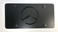 3D Mercedes Benz Emblem Stainless Steel Front Black License Plate Frame W/ Caps