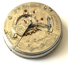 Antique 18s 1904 Elgin B.W Raymond 17 Jewel Mechanical Pocket Watch Movement 183