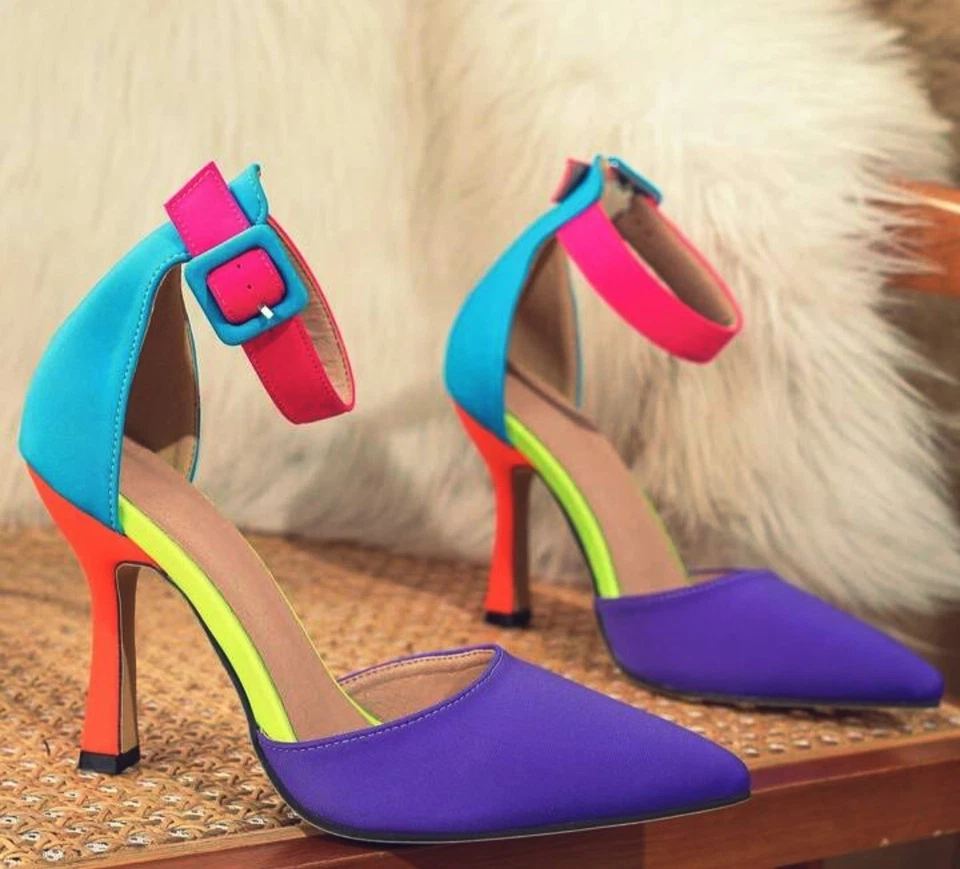 多色细高跟鞋女式 — 第 3/3 张图片