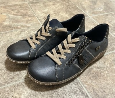 Remonte Softfoam Black Leather Sneakers Casual Comfort-WOMENS 8