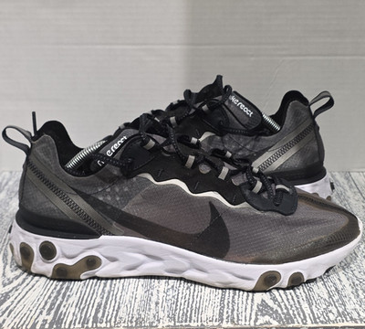 Nike React Element 87 Gray/Black/White Solid Low Top Lace-Up Athletic Sneakers