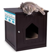 Decorative Cat House Side Table, Nightstand, Pet Crate, Hidden Litter Box E...