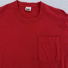Vintage 90s Fruit of the Loom Blank Red Pocket Shirt Mens Small/Medium USA Tee