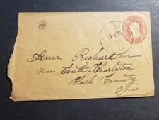 1850's SPRING VALLEY to CHARLESTON, CLARK County, OHIO Postal History Cover