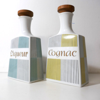 Paar Vintage 50er Mid Century Likör Cognac Dekanter Alka Kunst Alboth Kaiser
