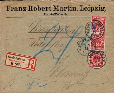 Dt. Rich 1897 - Suburbs '' Leipzig - Eutritzsch '' Reko (#8607)