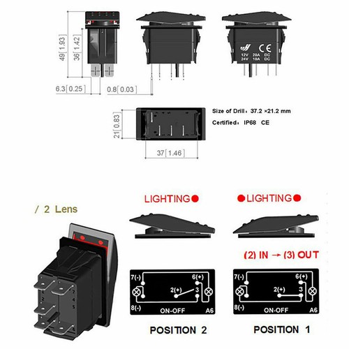5Pin 12V 24V 10A Car Boat ARB Carling Rocker Toggle Switch LED Light On OFF AT.. - Picture 172 of 186