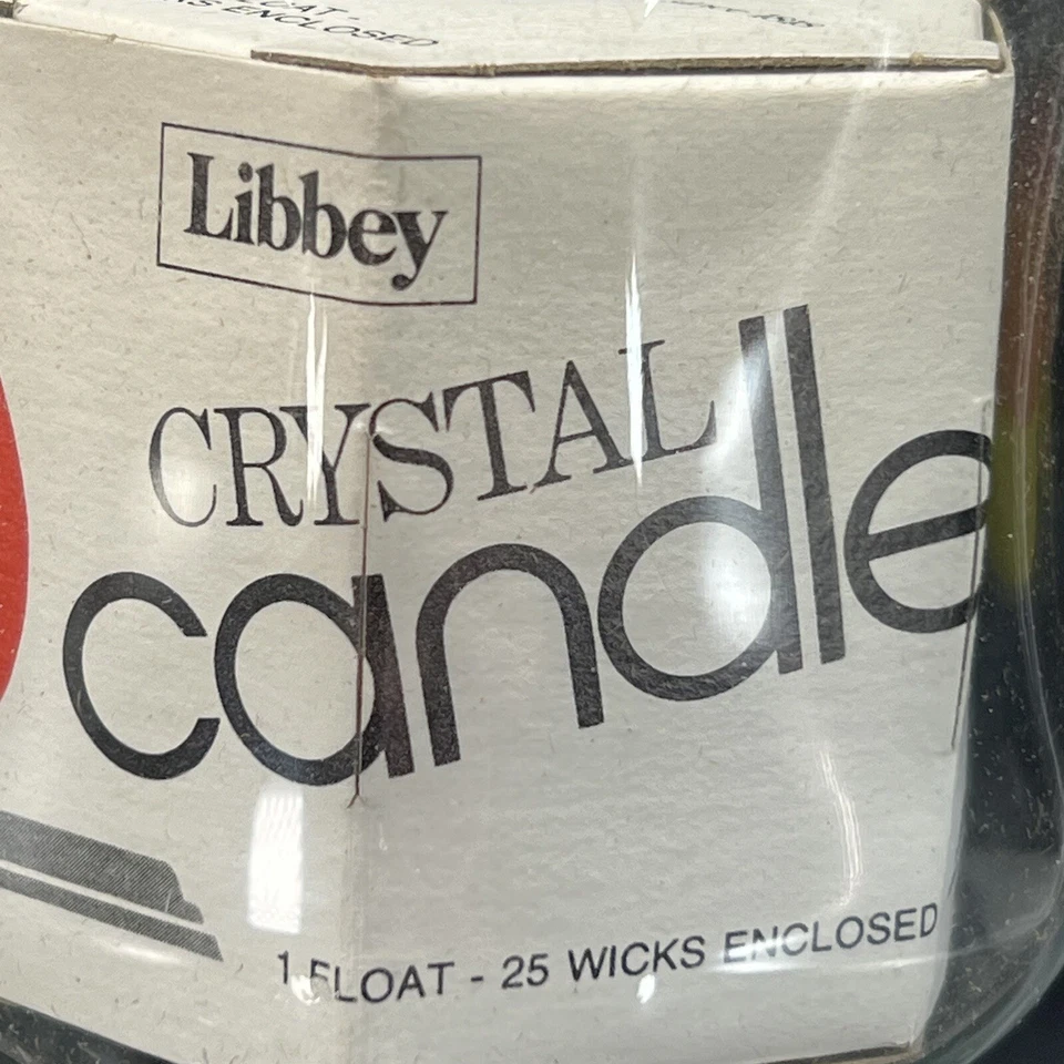Vela de cristal Libbey aceite y agua flotador y mechas 9” vintage nueva años 70 vintage Foto 2 de 4