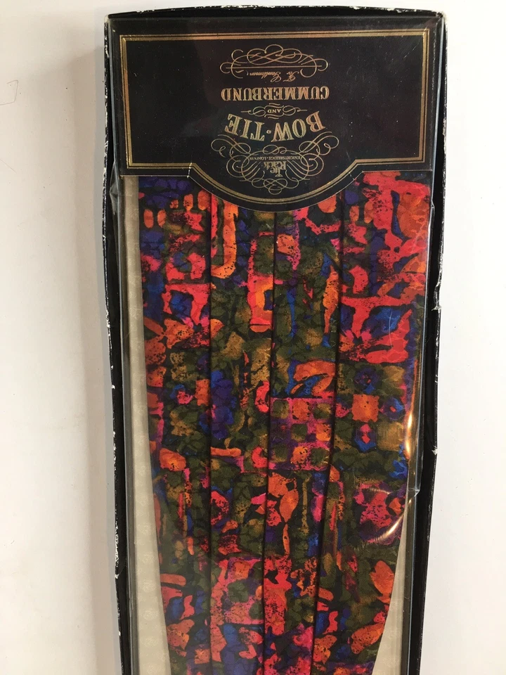 Corbata London - Faja estilo satinado multicolor en caja. Sin pajarita Foto 3 de 4