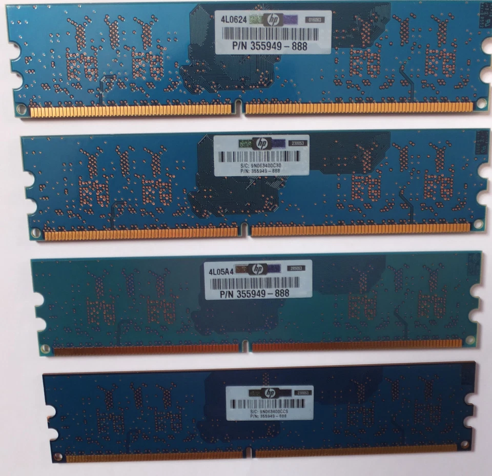 Nanya RAM PC2-4200U-444--12C1  4 x 256Mb modules.      HP P/N: 355949-888 - Image 3 of 4