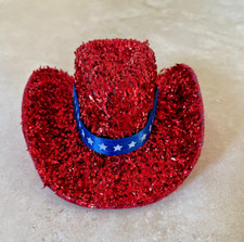 Pet Bling Red Cowboy Hat Costume for Dogs Cats Mini Cowboy Hat Patriotic