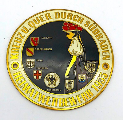 ADAC BADGE 1955 BLACK FORREST GERMANY VW BEETLE PORSCHE 356 MERCEDES BENZ WOMAN 