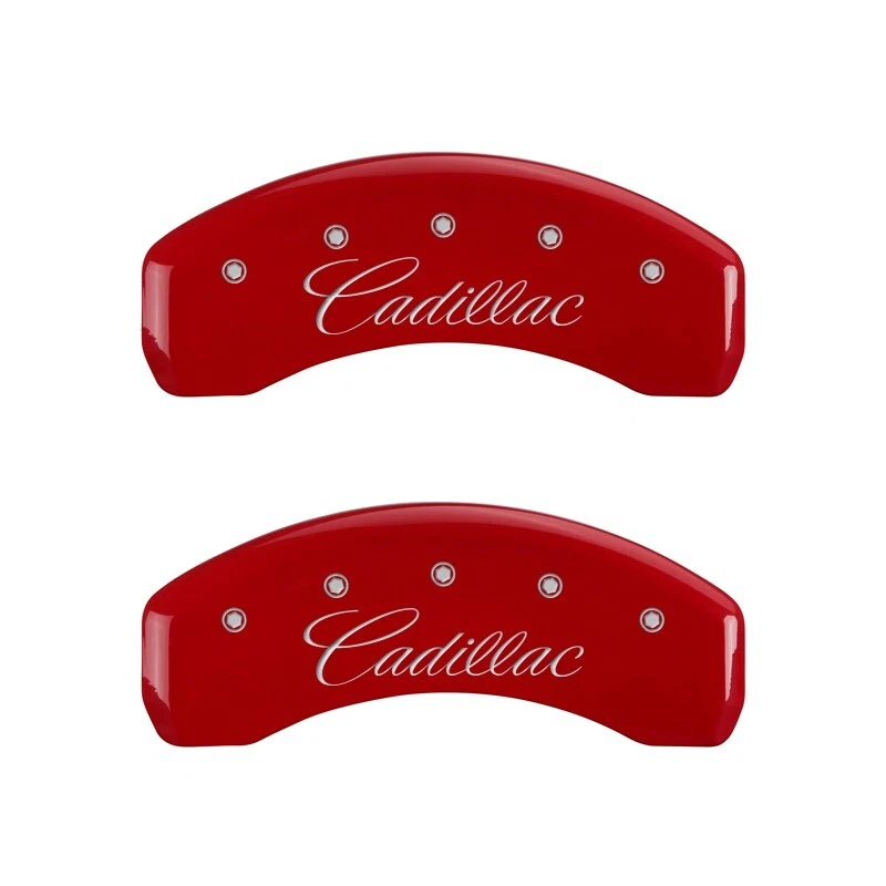 Cubiertas de pinza de disco de freno MGP rojas delanteras + traseras Escalade 2002-2006 "Cadillac" 4 piezas Foto 3 de 4