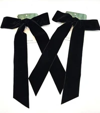 Kristin Ess The Velvet Bow Slide, Black. Set of 2. New!