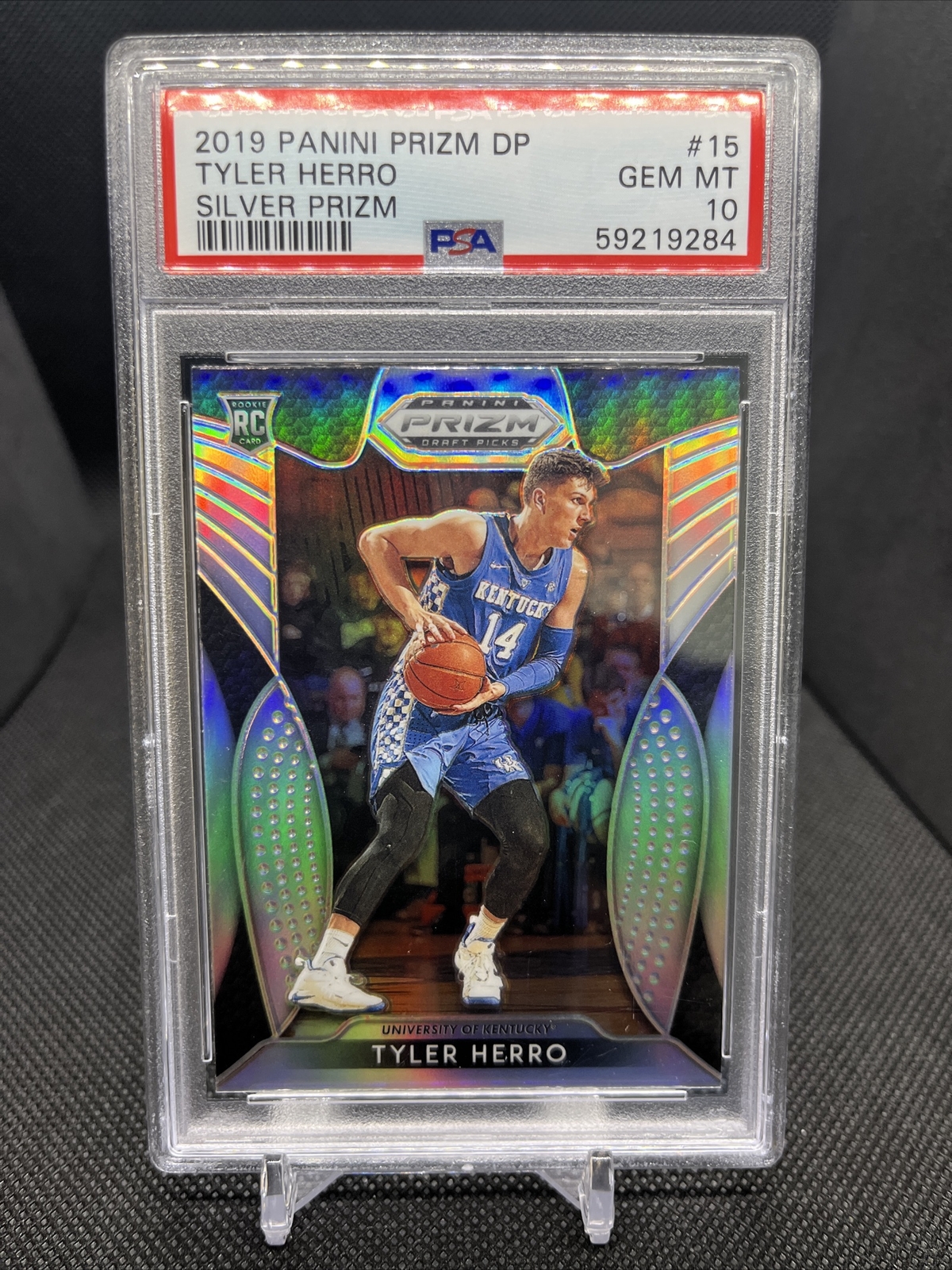 2019-20 Panini Prizm Draft Picks Silver Prizm Tyler Herro RC #15 PSA 10 GEM-MT