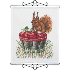 Permin counted cross stitch kit "Squirrel & appels", 40x46cm, DIY, 92-5309