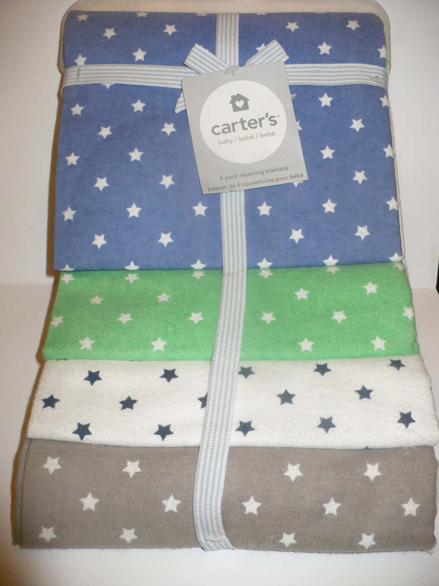 NEW CARTERS Flannel Receiving Blankets 4 pak STARS