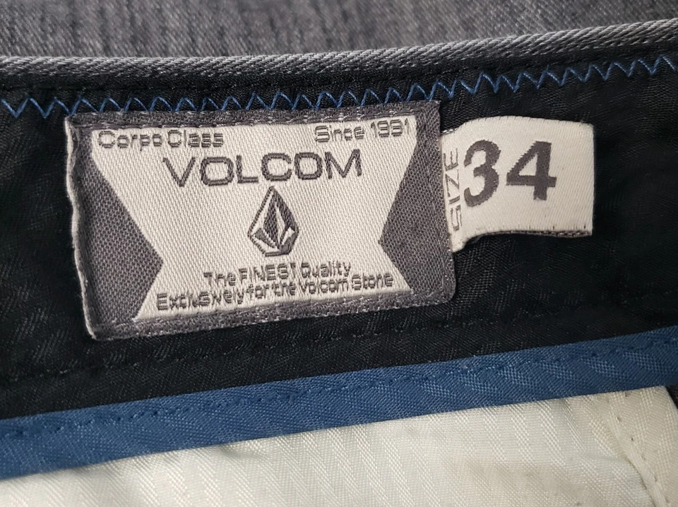 Volcom Shorts Mens 34 Corpo Class Chino Gray Striped 9" Surf Skate Street Wear - Image 2 of 4