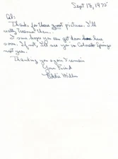 EDDIE MILLER Jazz Saxophonist autographed letter signed, 1975