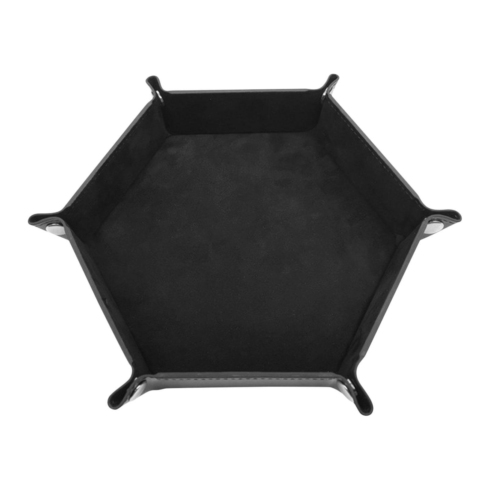 Dice Rolling Tray PU Leather Holder Hexagon Dice Tray and Storage, Portable