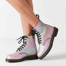 Dr. Martens Girls 1460 Kidray Rainbow Pascal Glitter Combat Boots US 2 EU 33