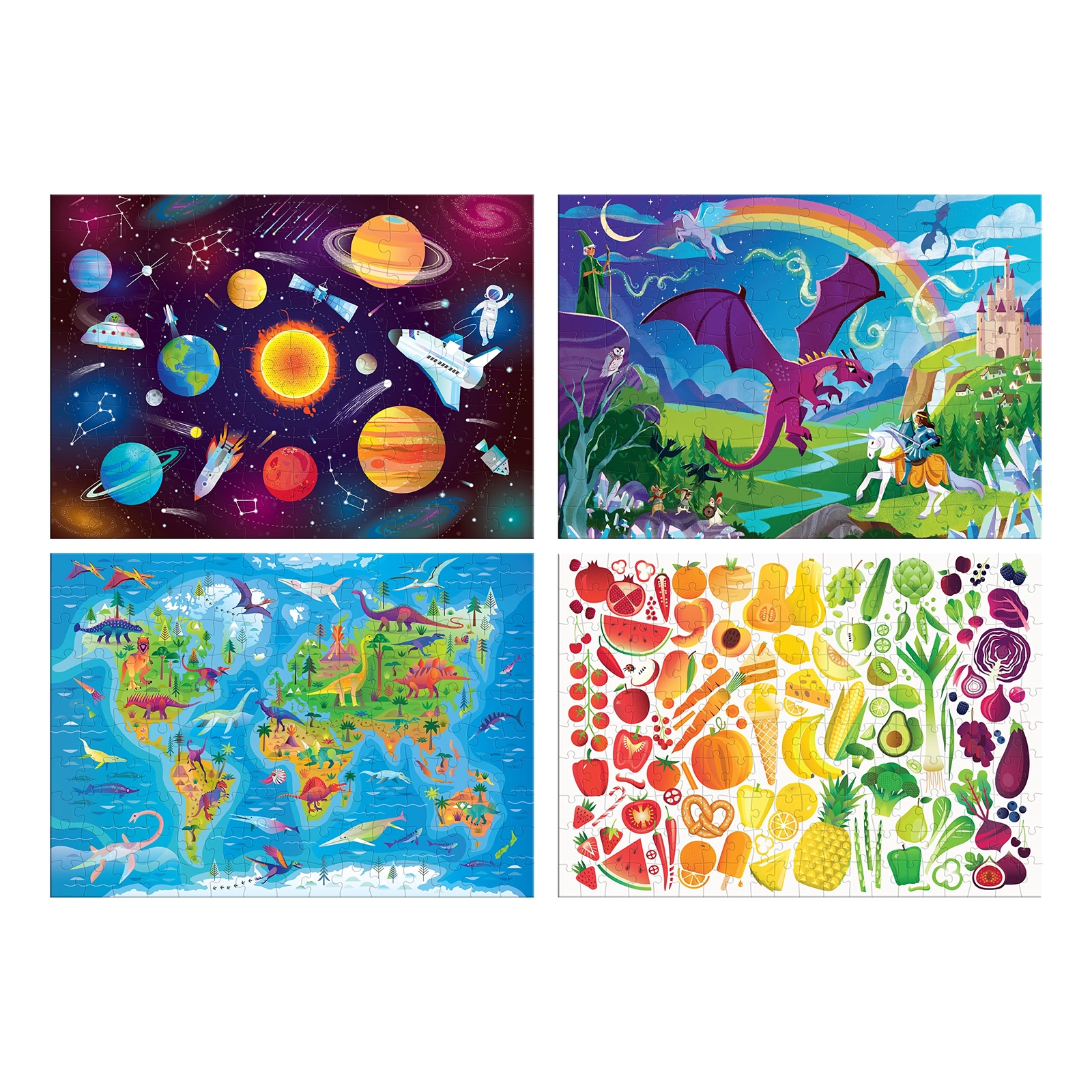 Chuckle & Roar - 4 Pack Space World Map Fantasy Food Puzzles - Larger Pieces ...