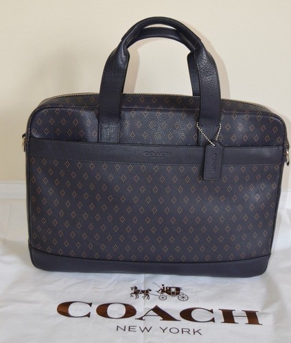 new coach hudson slim leather patterned briefcase laptop bag f7