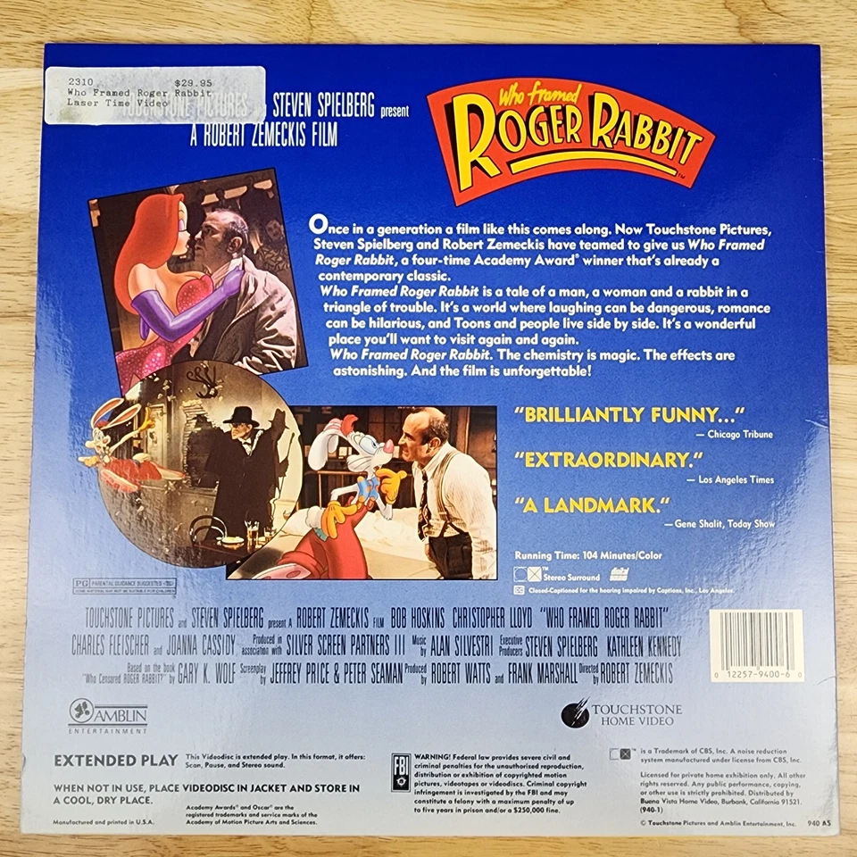 Who Framed Roger Rabbit Laserdisc LD Movie - Imagem 3 de 4