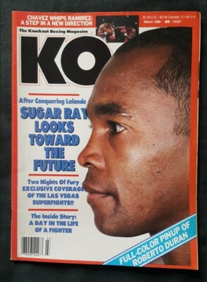 KO Magazine March 1989- Sugar Ray Leonard, Julio Cesar Chavez. Poster missing