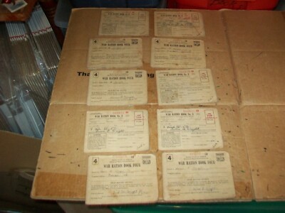 10 Of Vintage WW2 War Ration # 3 & 4 Books From Franklin VT All Have Some Stamps