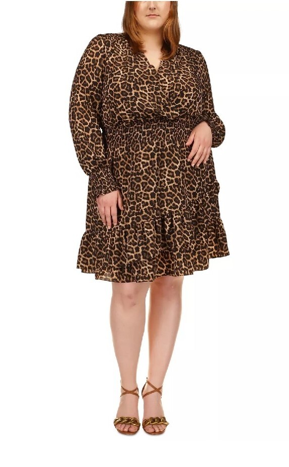 michael kors leopard dress long sleeve MICHAEL Michael Kors Leopard Print Slit Maxi Dress