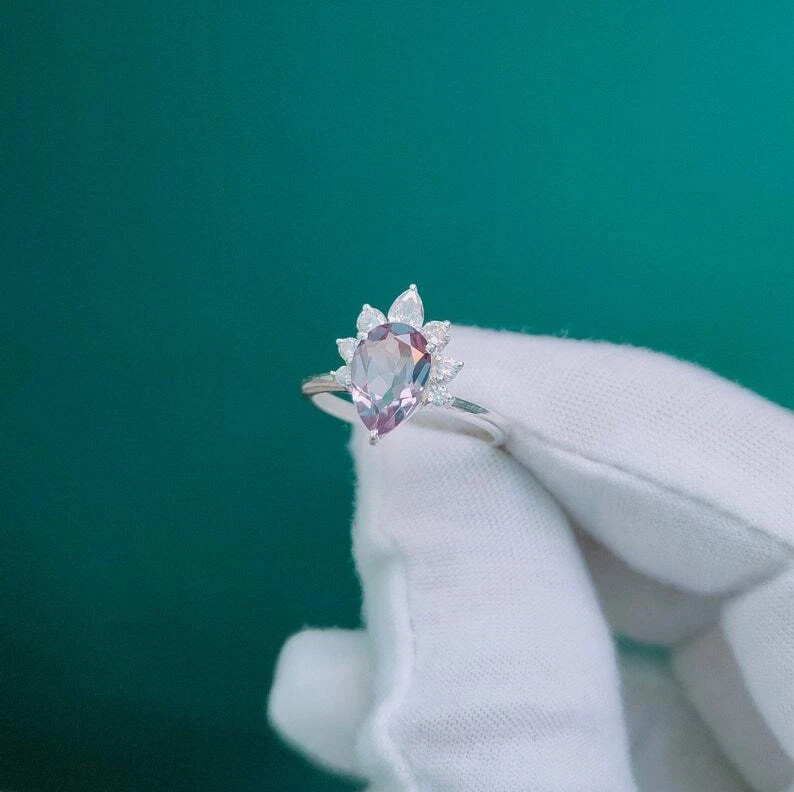 Anello alessandrite, anello alessandrite creato in laboratorio, anello in arg... - Immagine 4 di 4