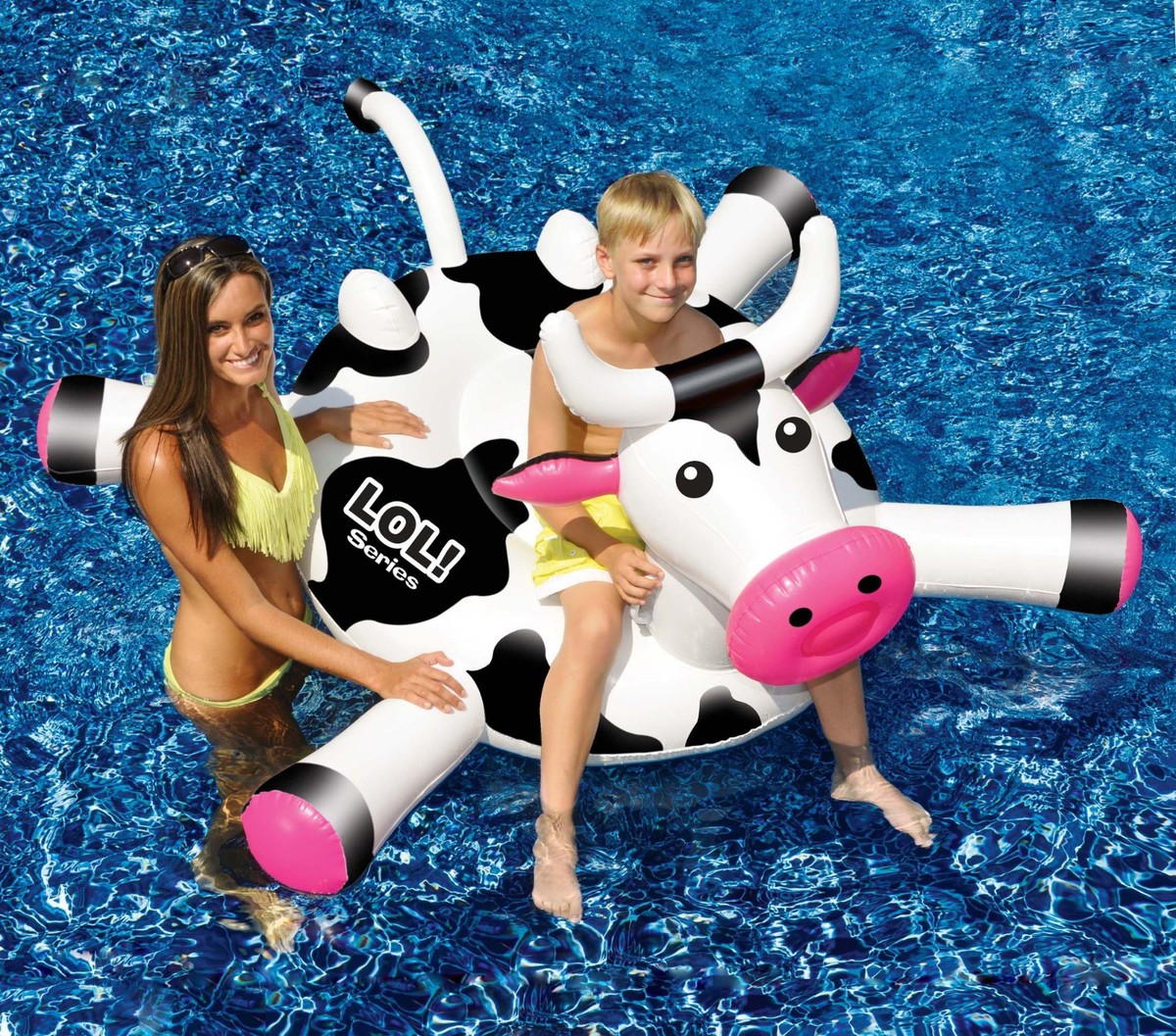 Swimline LOL Giant Inflatable Cow Swim Pool Toy Rideable Beach