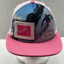 Authentic Big Truck Skier Snapback Hat Kid 54 cm Pink Lake View Snowboarder Mesh
