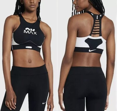 Nike Air Max Motif Cutout Sports Bra Women's Size M Black White DM0631-010 $80