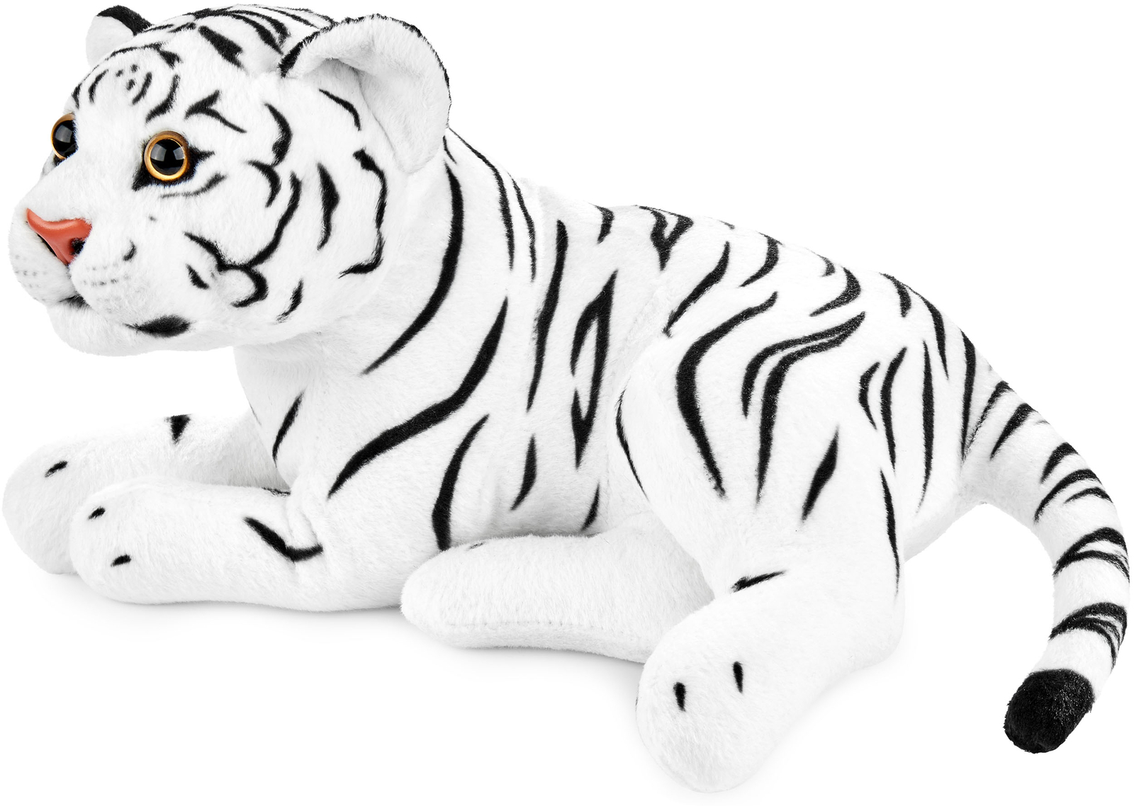 Bambola Tigre Peluche Animale 30 Cm Sdraiata Giocattolo Regalo Bambini Morbido foto 3