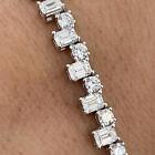 Bracelet 6.05ct E/Vs1 14K White Gold Emerald & Round Labcreated Diamond Tennis