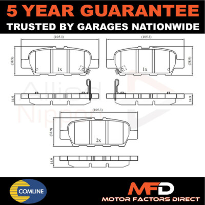 Fits Nissan Juke 2010- + Other Models Allied Nippon Rear Brake Pads Set