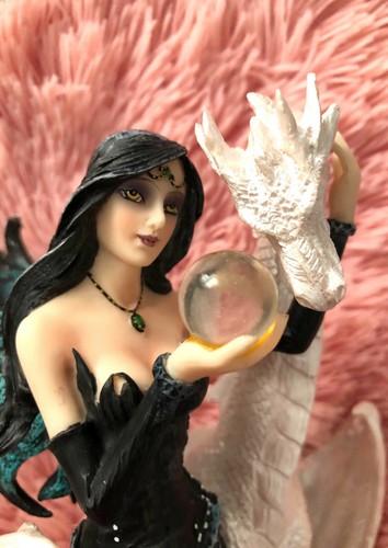 Mystical Abracadabra Magic Medieval Fairy Dragon W / Globe Figurine Resin NIB - Picture 4 of 12