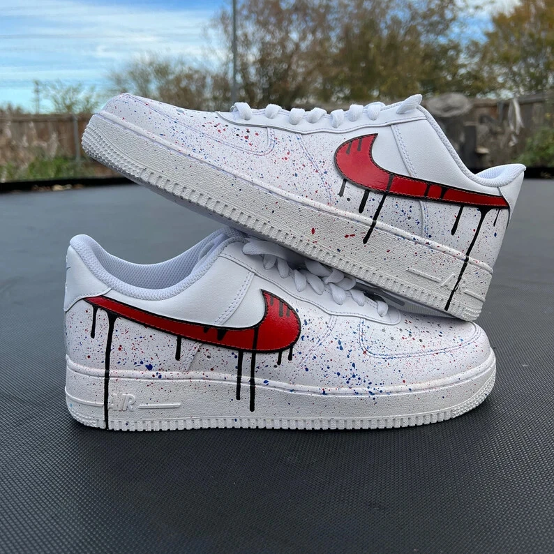 Nike Air Force 1 Custom Sneakers Blood Drip Splatter Red Black