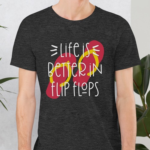 Unisex Life is Better In Flip Flops T-Shirt Beach Lover Gift - Picture 4 of 5