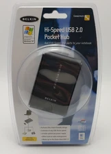 Belkin Hi Speed USB 2.0 Pocket Hub 4 Port #F5U217-MOB Travel Portable