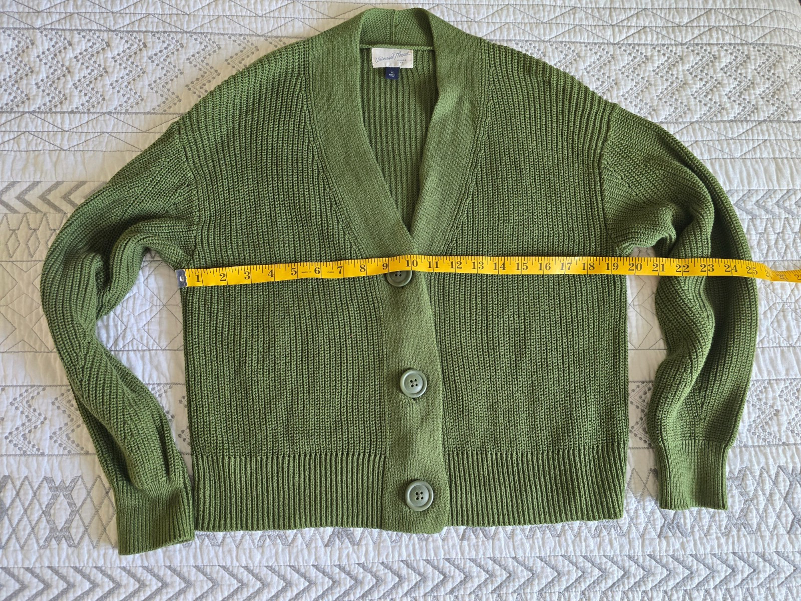 Universal Thread Ribbed Knit Grandad Cardigan Gre… - image 2