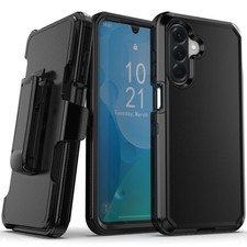 For Samsung Galaxy A14 A15 A16 A17 A37 Phone Case Holster Belt Clip Cover Black