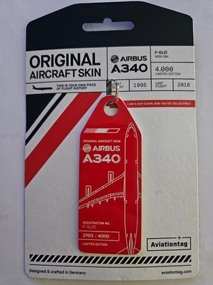 Aviationtag A340 Air France F-GLZI Red RARE Aircraft Skin Tag