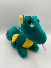 Dakin Fun Farm 16" Green Puff The Magic Dragon Plush 1987 Teal Yellow Dinosaur