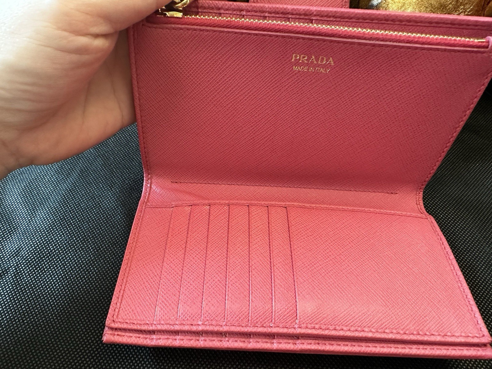 Prada Pink Folding Wallet Solid Pattern Card Slot… - image 6