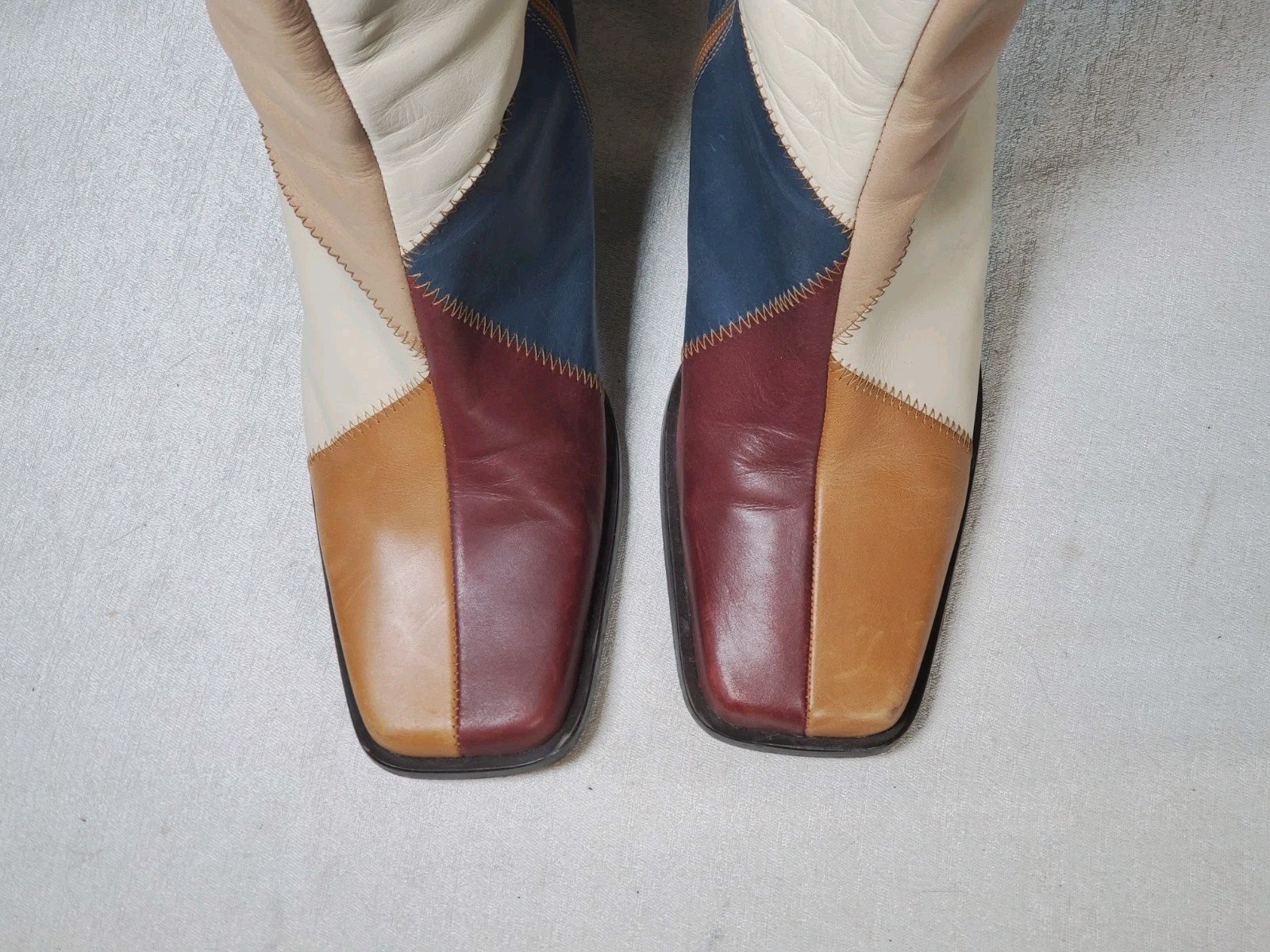 Alohas North Blue Geometric Patchwork Heeled Leat… - image 10