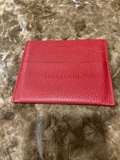 Longchamp Le Foulonne Leather Card Case In Red