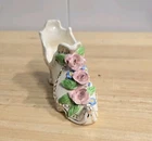 Fenton Art Glass Porcelain Shoe Figurine Hand Painted Signed Amy Floral 8437CO